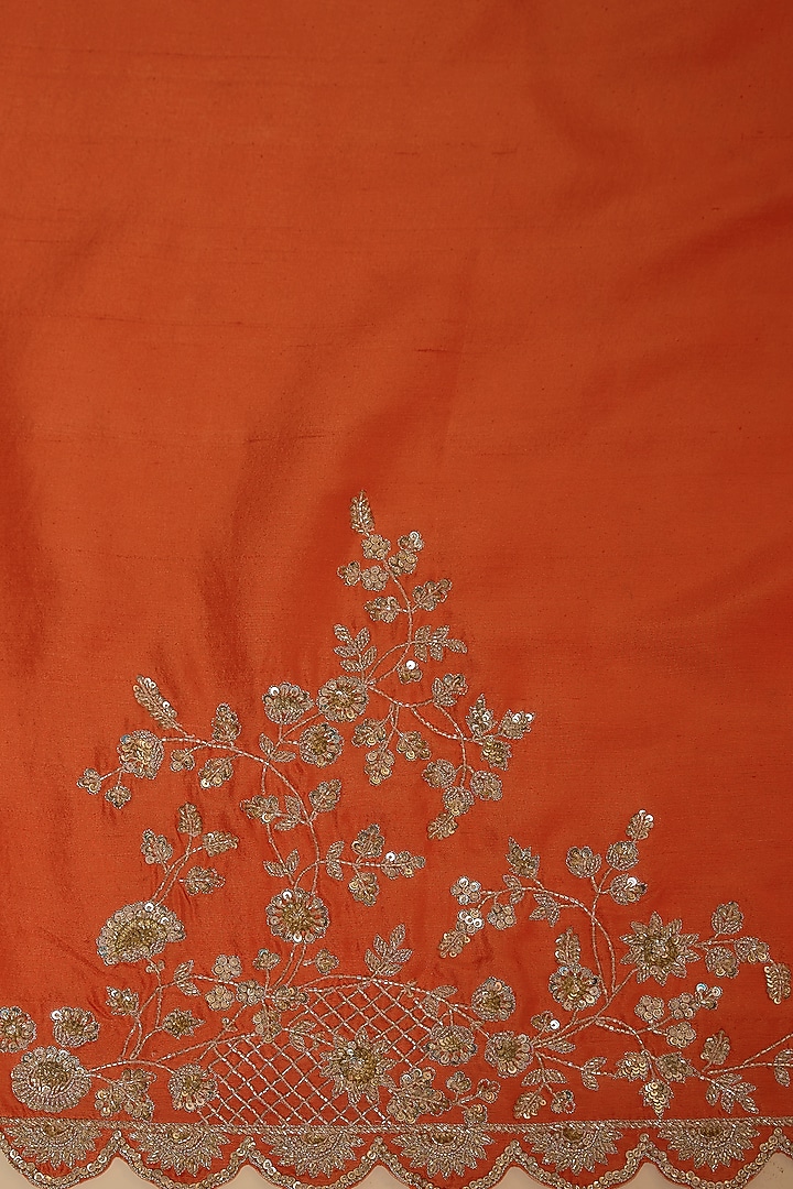 Orange Organza Hand Embroidered Bridal Saree Set by Anushree Reddy at Pernia's Pop Up Shop