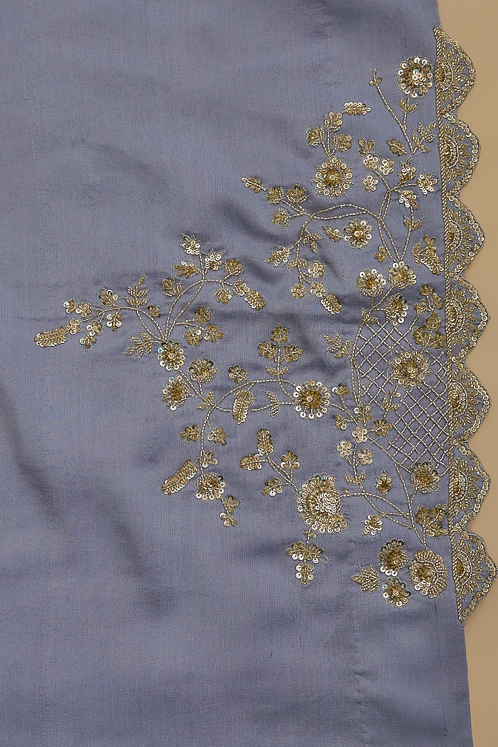 Sky Blue Organza Hand Embroidered Bridal Saree Set by Anushree Reddy at Pernia's Pop Up Shop