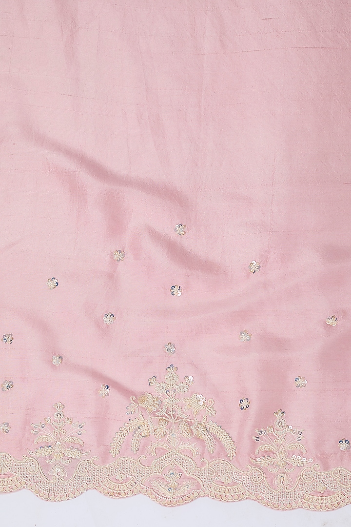 Soft Pink Organza Hand Embroidered Bridal Saree Set by Anushree Reddy at Pernia's Pop Up Shop