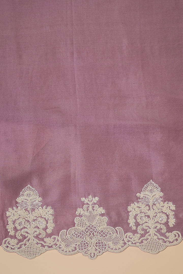 Mauve Organza Hand Embroidered Bridal Saree Set by Anushree Reddy at Pernia's Pop Up Shop