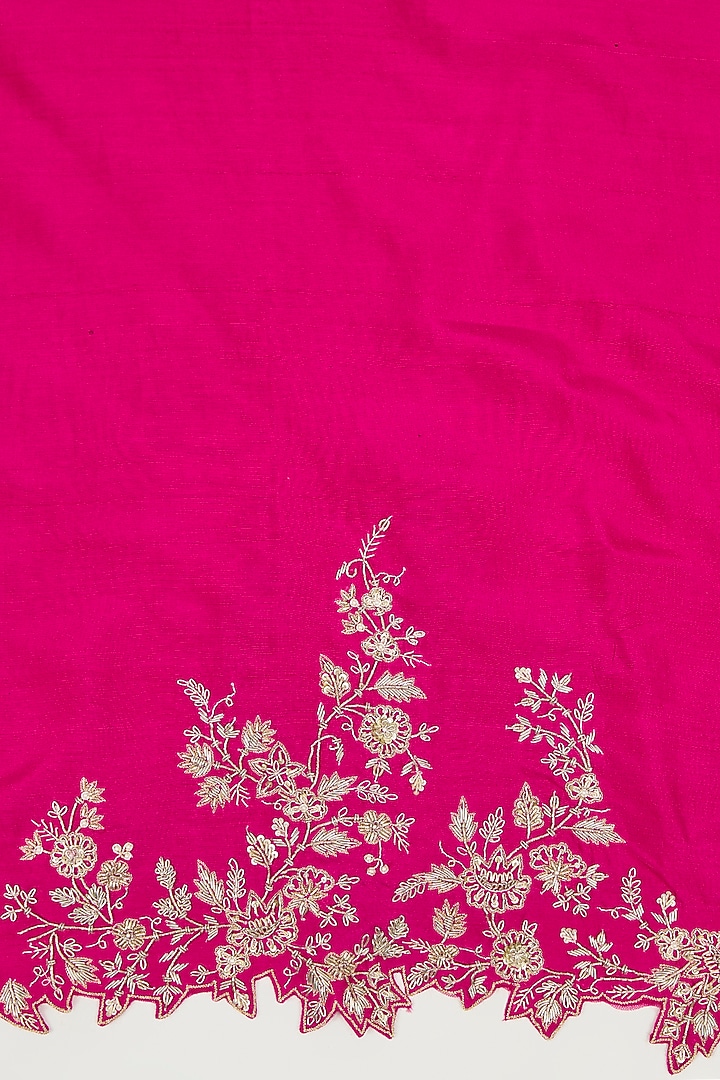 Hot Pink Organza Hand Embroidered Bridal Saree Set by Anushree Reddy at Pernia's Pop Up Shop