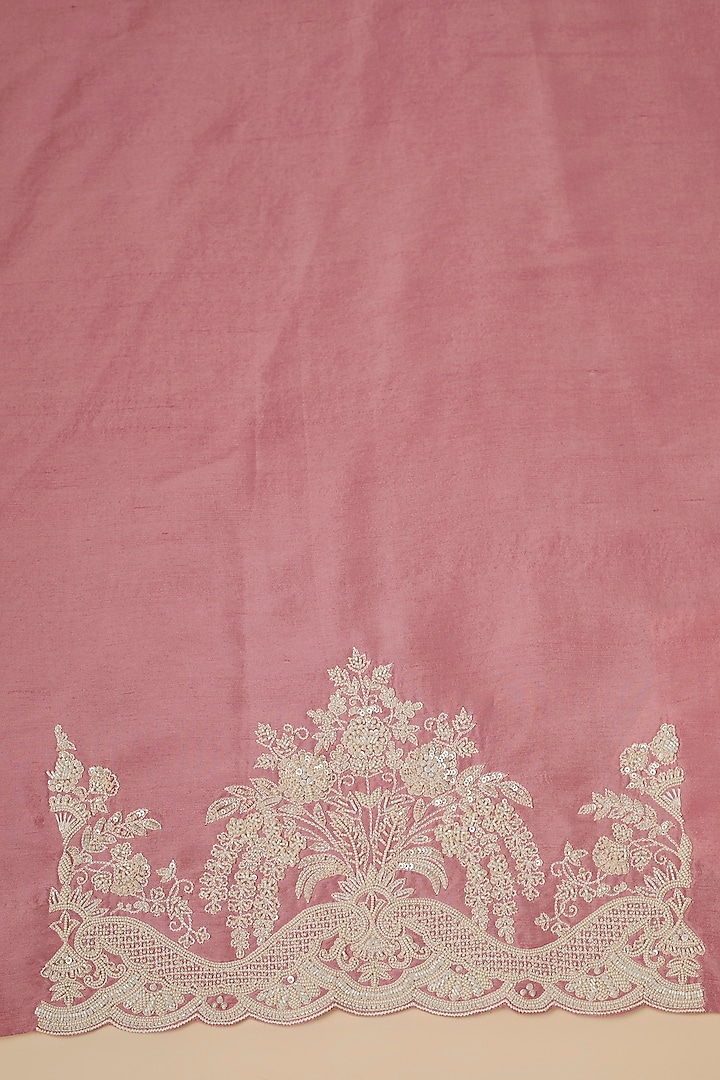 Blush Pink Organza Hand Embroidered Bridal Saree Set by Anushree Reddy at Pernia's Pop Up Shop