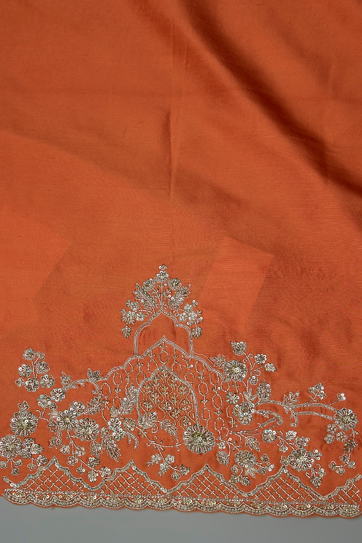 Orange Organza Hand Embroidered Bridal Saree Set by Anushree Reddy at Pernia's Pop Up Shop