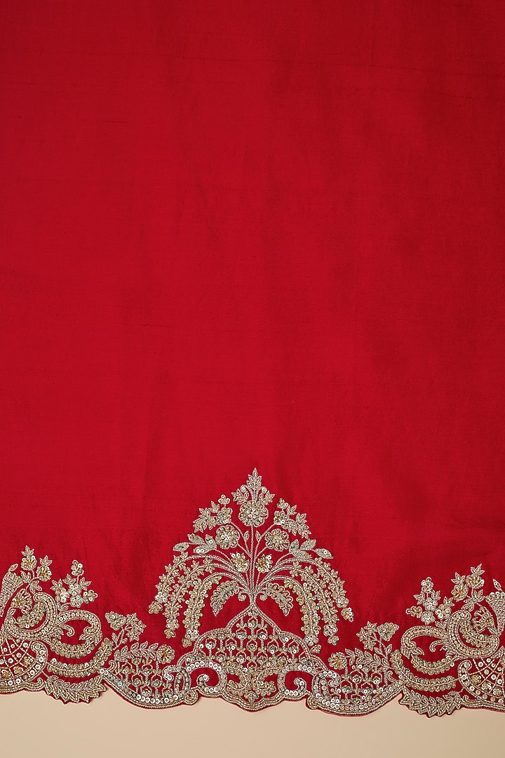 Red Organza Hand Embroidered Bridal Saree Set by Anushree Reddy at Pernia's Pop Up Shop