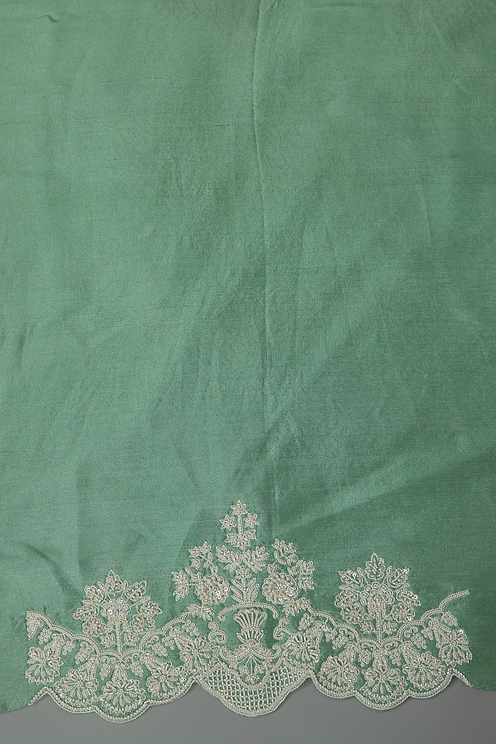 Sea Blue Organza Hand Embroidered Bridal Saree Set by Anushree Reddy at Pernia's Pop Up Shop