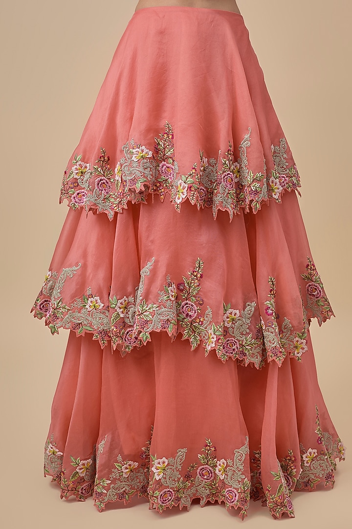 Coral Organza Skirt Set by Anushree Reddy at Pernia's Pop Up Shop