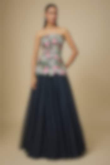 Black Net Skirt Set by Anushree Reddy at Pernia's Pop Up Shop