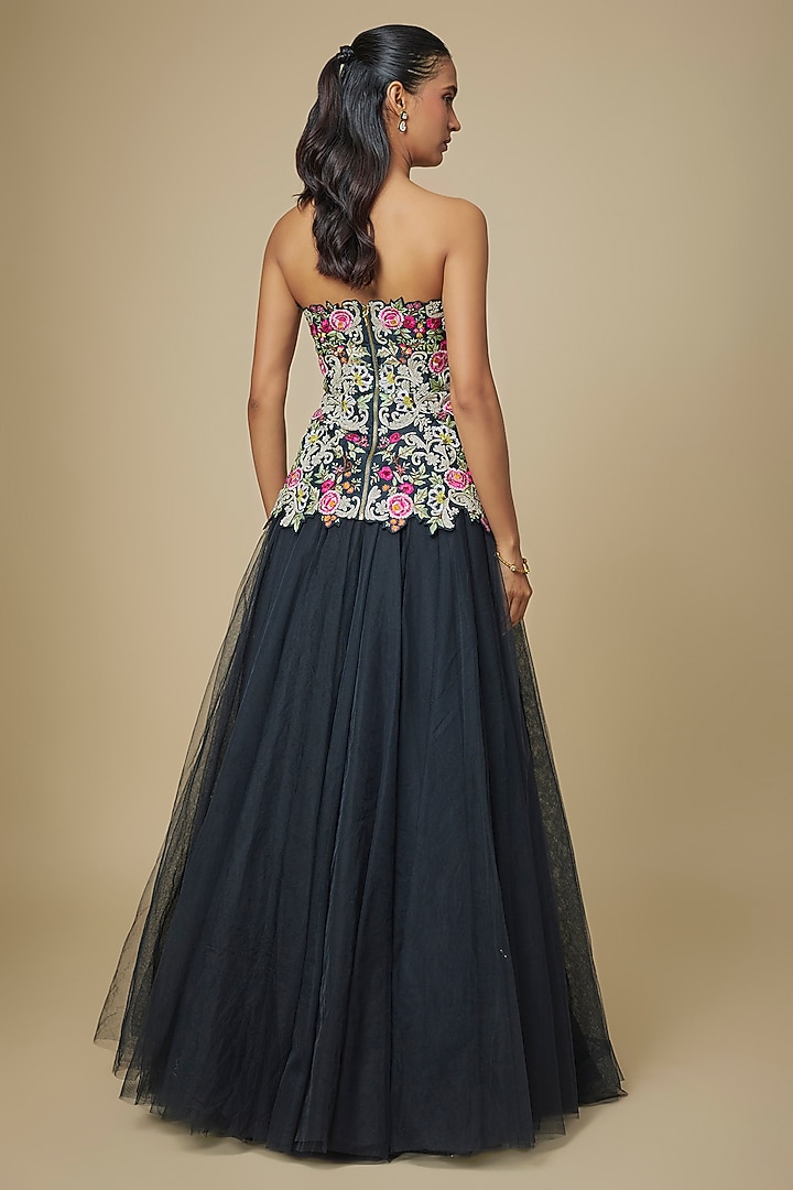 Black Net Skirt Set by Anushree Reddy at Pernia's Pop Up Shop