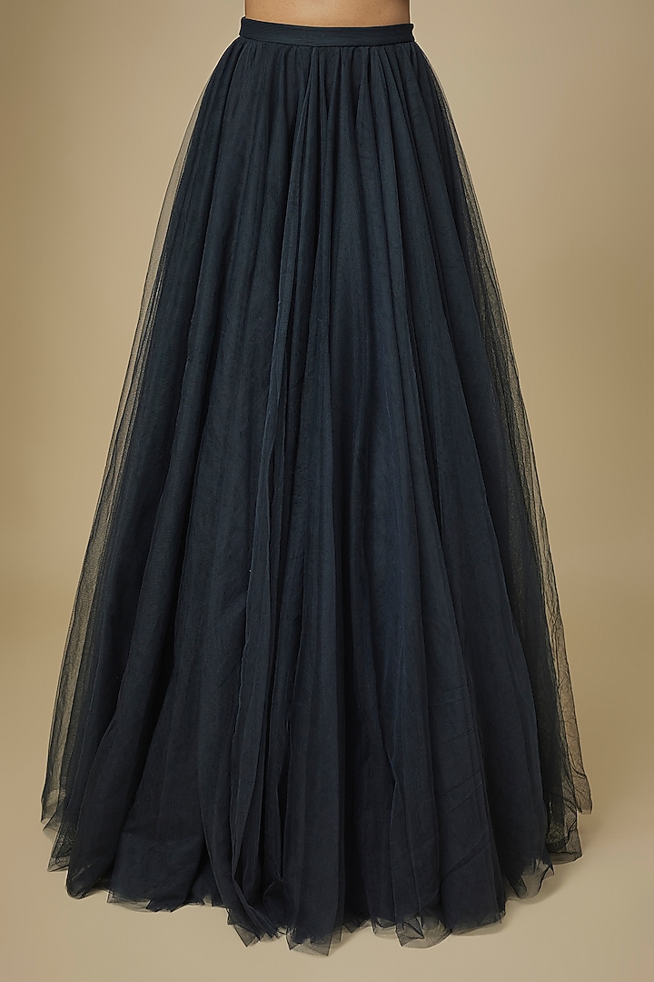 Black Net Skirt Set by Anushree Reddy at Pernia's Pop Up Shop