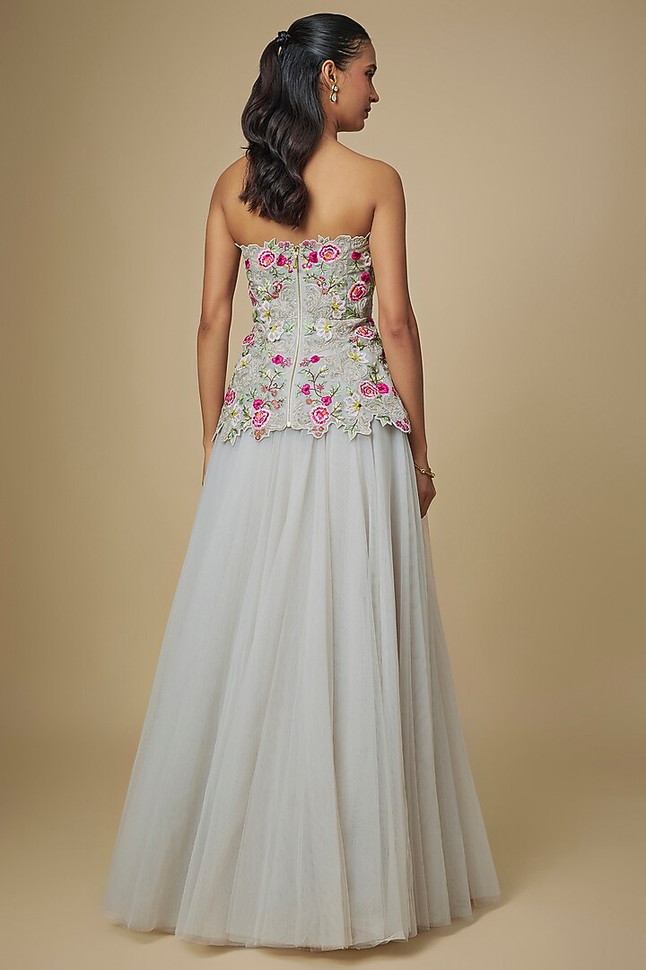Ivory Net Skirt Set by Anushree Reddy at Pernia's Pop Up Shop
