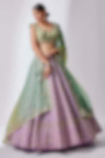 Purple Organza Embroidered Bridal Lehenga Set by Anushree Reddy at Pernia's Pop Up Shop