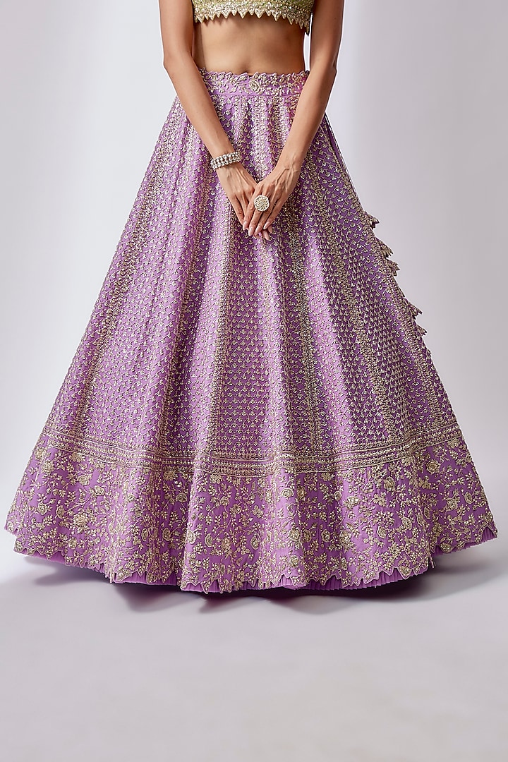 Purple Organza Embroidered Bridal Lehenga Set by Anushree Reddy at Pernia's Pop Up Shop