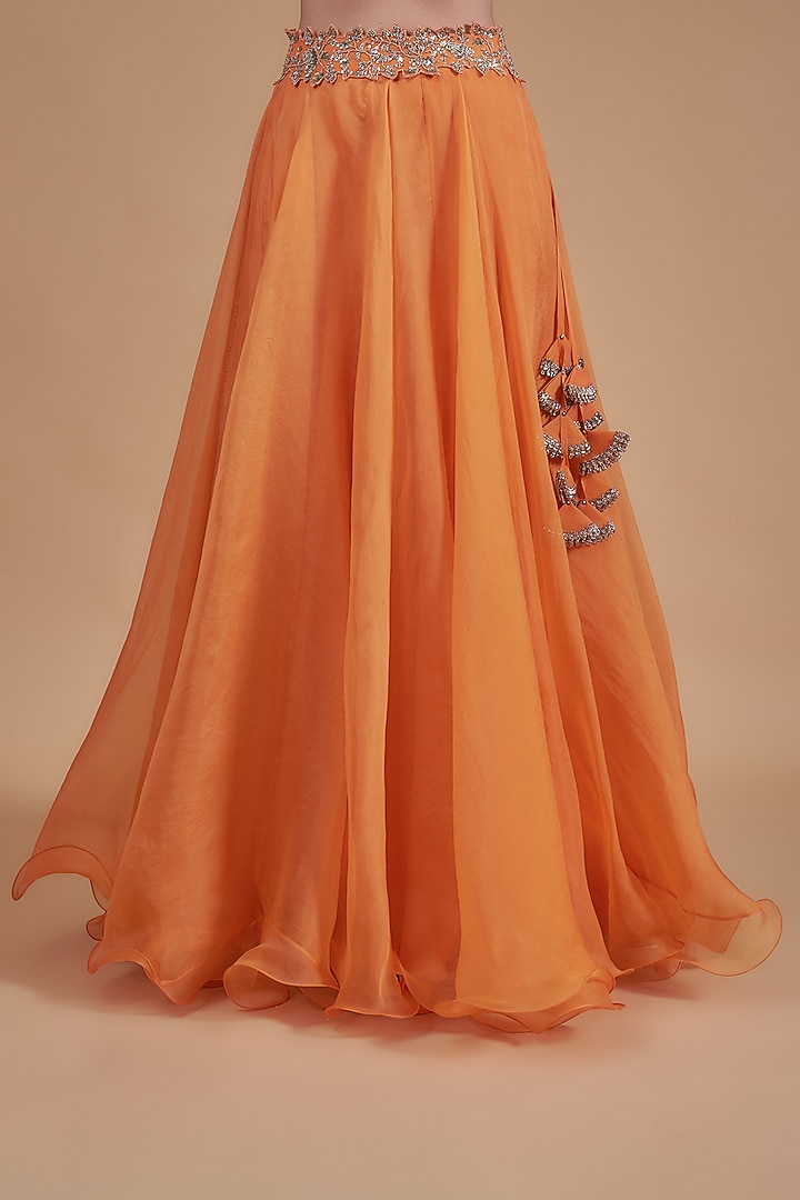 Orange Organza Jacket Bridal Lehenga Set by Anushree Reddy at Pernia's Pop Up Shop