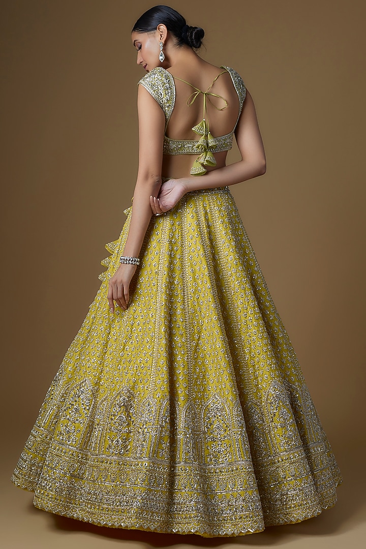 Lime Green Organza Bridal Lehenga Set by Anushree Reddy at Pernia's Pop Up Shop