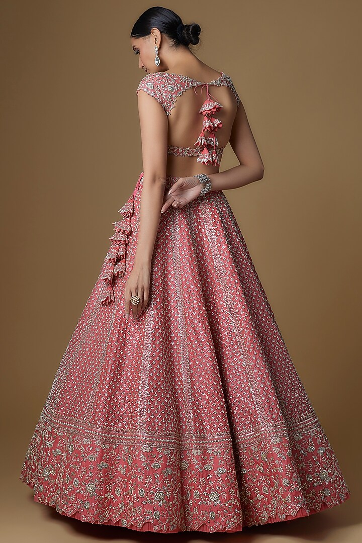 Pink Organza Bridal Lehenga Set by Anushree Reddy at Pernia's Pop Up Shop