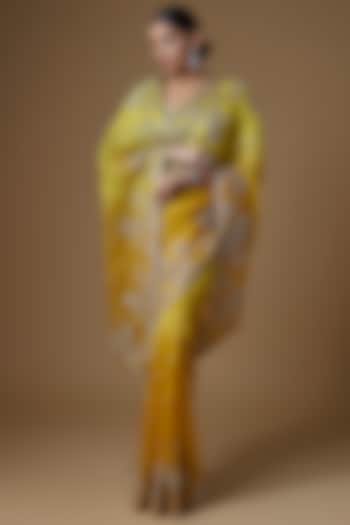 Yellow Organza Bridal Saree Set by Anushree Reddy at Pernia's Pop Up Shop