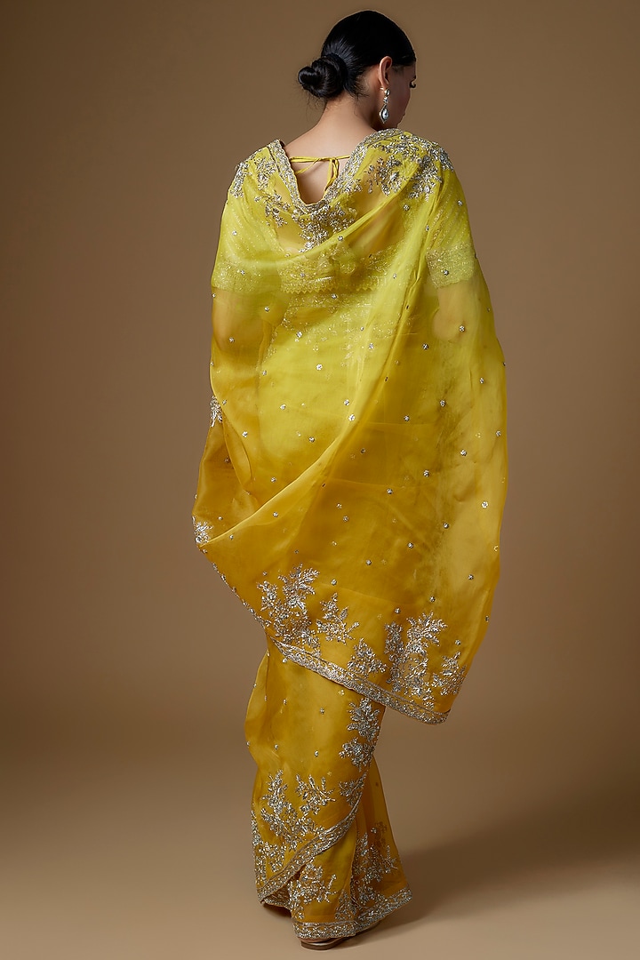 Yellow Organza Bridal Saree Set by Anushree Reddy at Pernia's Pop Up Shop