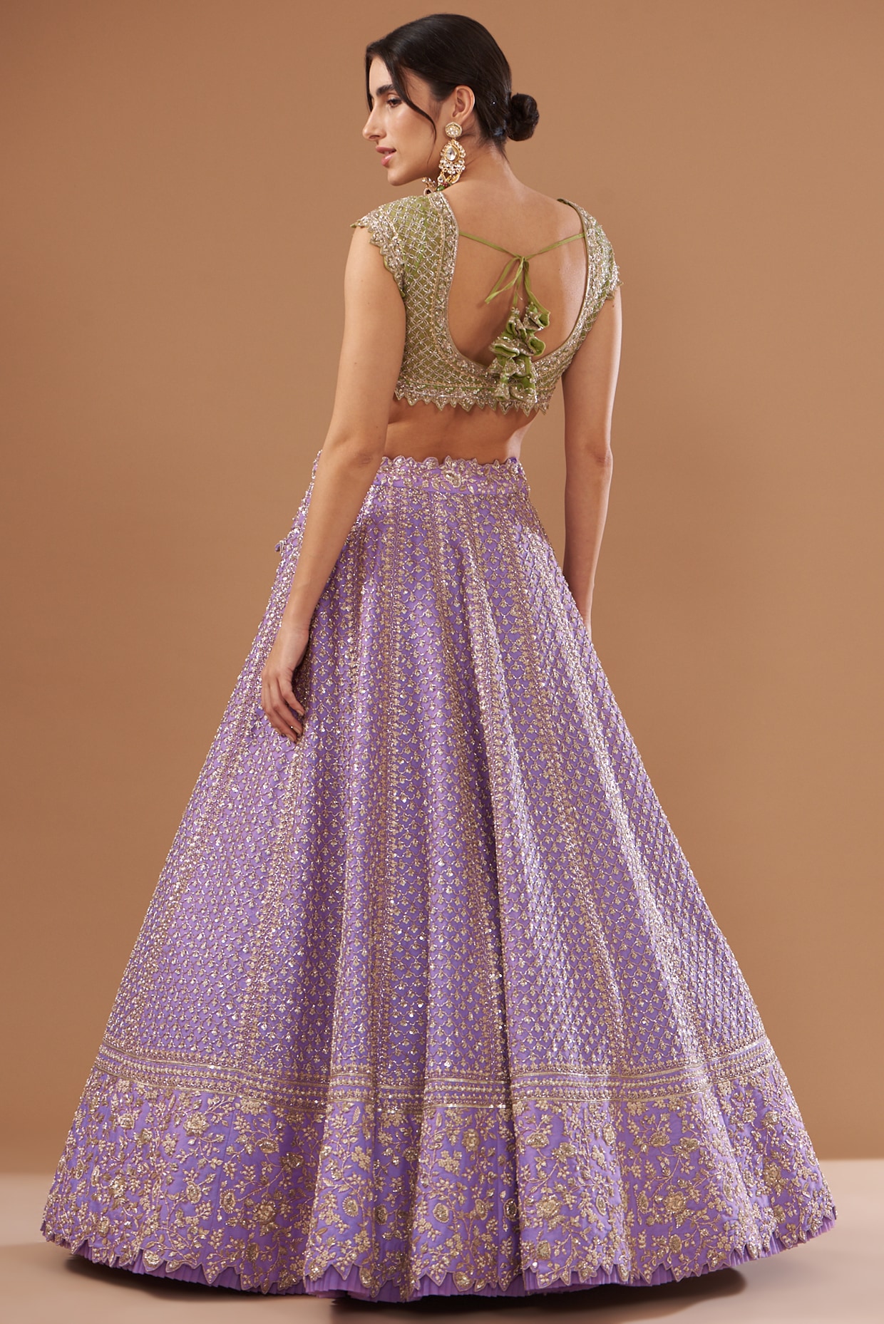 Buy Pink Organza Embroidery Cutdana And Sequin Square Bridal Lehenga Set  For Women by Anushree Reddy Online at Aza Fashions.