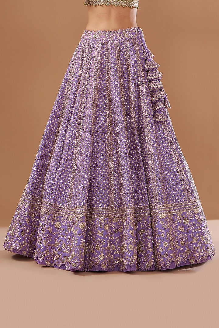 Lilac Organza Embroidered Bridal Lehenga Set by Anushree Reddy at Pernia's Pop Up Shop
