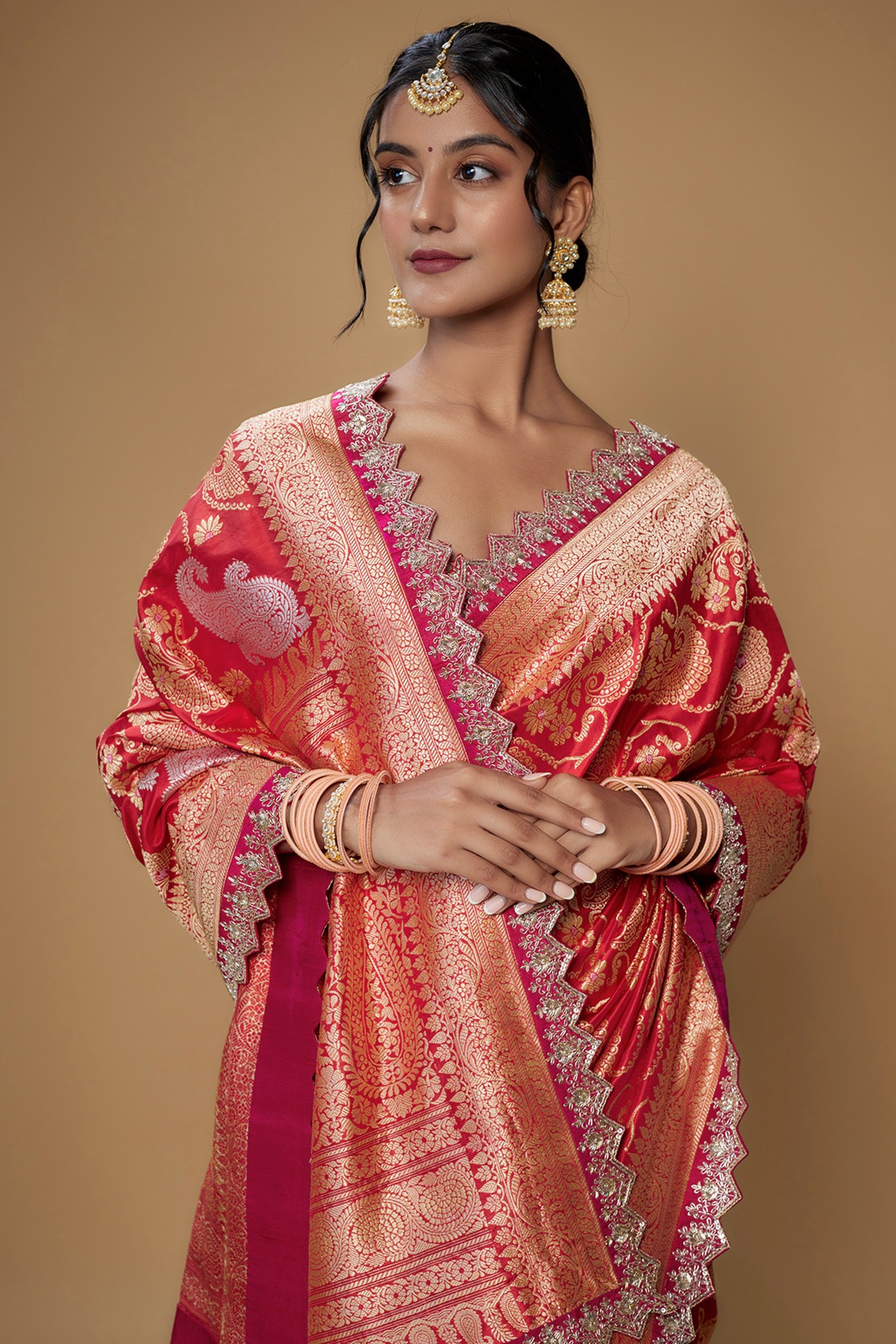 Red Pure Banarasi Silk Woven Bridal Saree Latest 2446SR05