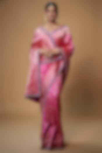 Rani Pink Silk Banarasi Saree Set by Anushree Reddy