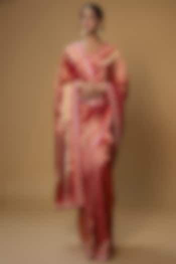 Red Silk Banarasi Reception Saree Set by Anushree Reddy at Pernia's Pop Up Shop