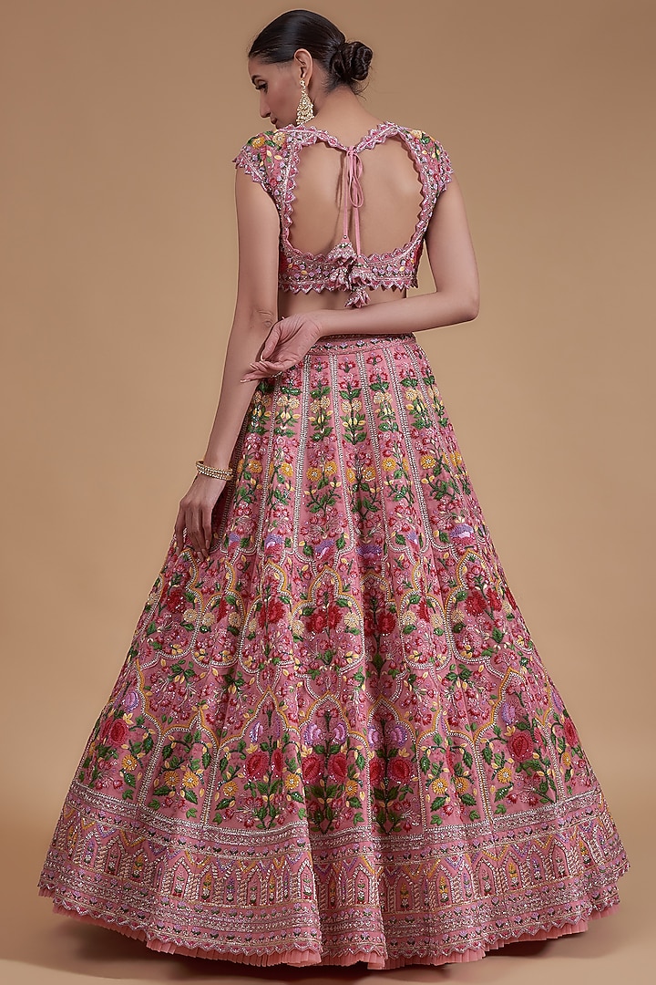 Pink Organza Bridal Lehenga Set by Anushree Reddy at Pernia's Pop Up Shop