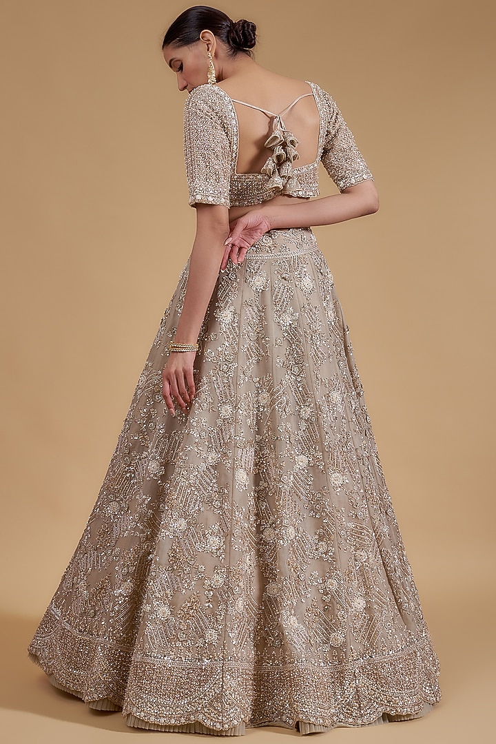 Ivory Organza Bridal Lehenga Set by Anushree Reddy at Pernia's Pop Up Shop