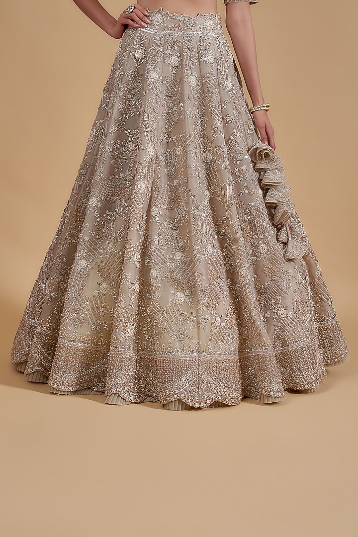 Ivory Organza Bridal Lehenga Set by Anushree Reddy at Pernia's Pop Up Shop