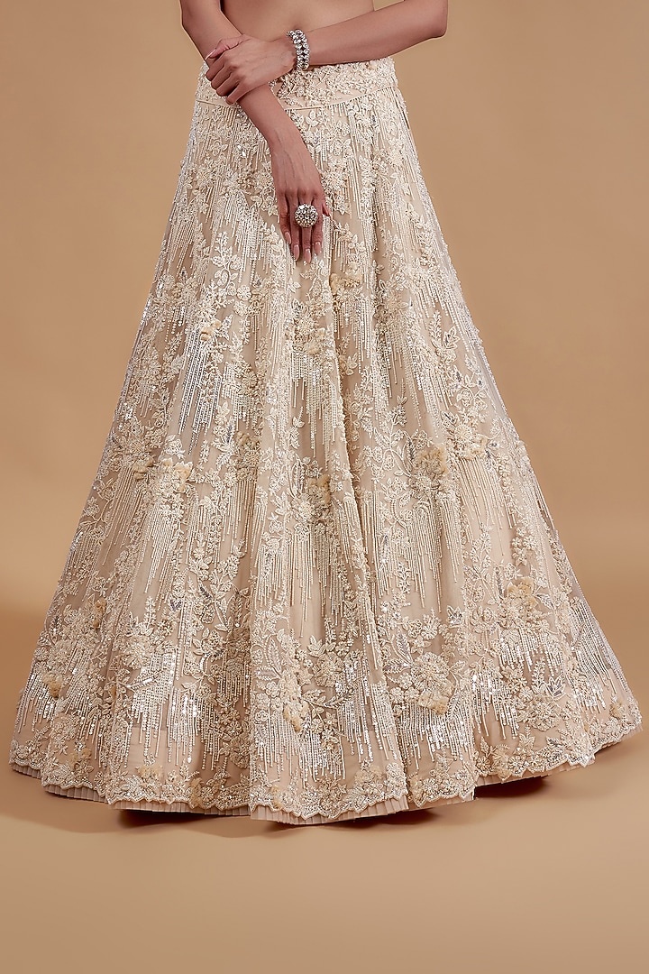 Ivory Net Bridal Lehenga Set by Anushree Reddy at Pernia's Pop Up Shop
