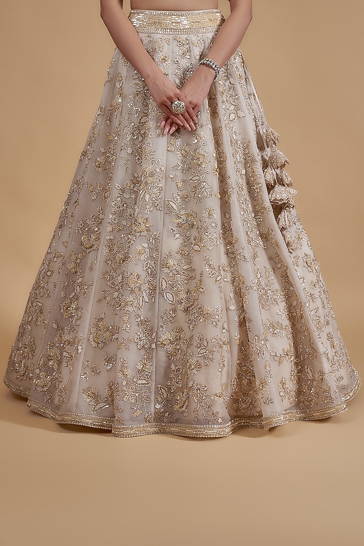 Ivory Organza Bridal Lehenga Set by Anushree Reddy at Pernia's Pop Up Shop
