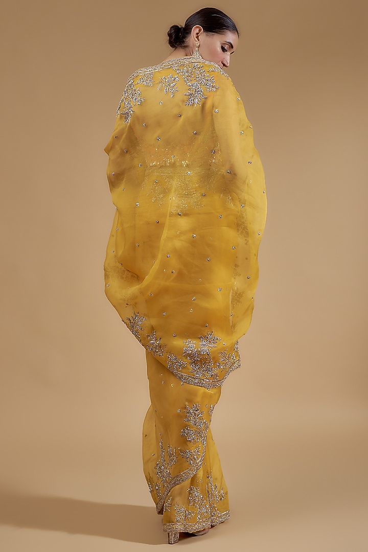 Yellow Organza Bridal Saree Set by Anushree Reddy at Pernia's Pop Up Shop