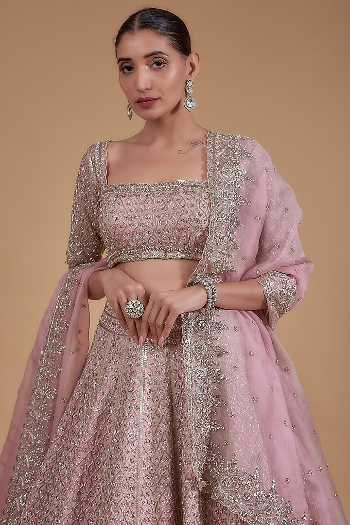 Pink Organza Bridal Lehenga Set by Anushree Reddy at Pernia's Pop Up Shop