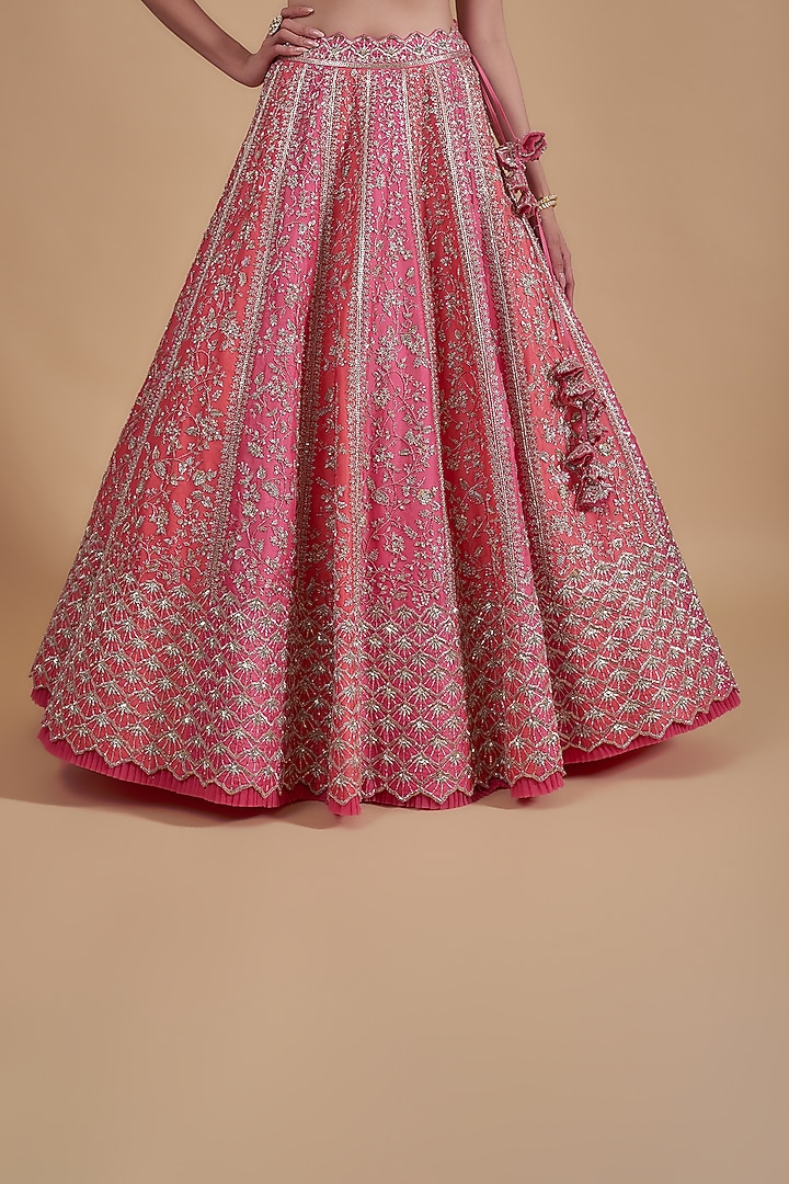 Pink & Peach Organza Bridal Lehenga Set by Anushree Reddy at Pernia's Pop Up Shop