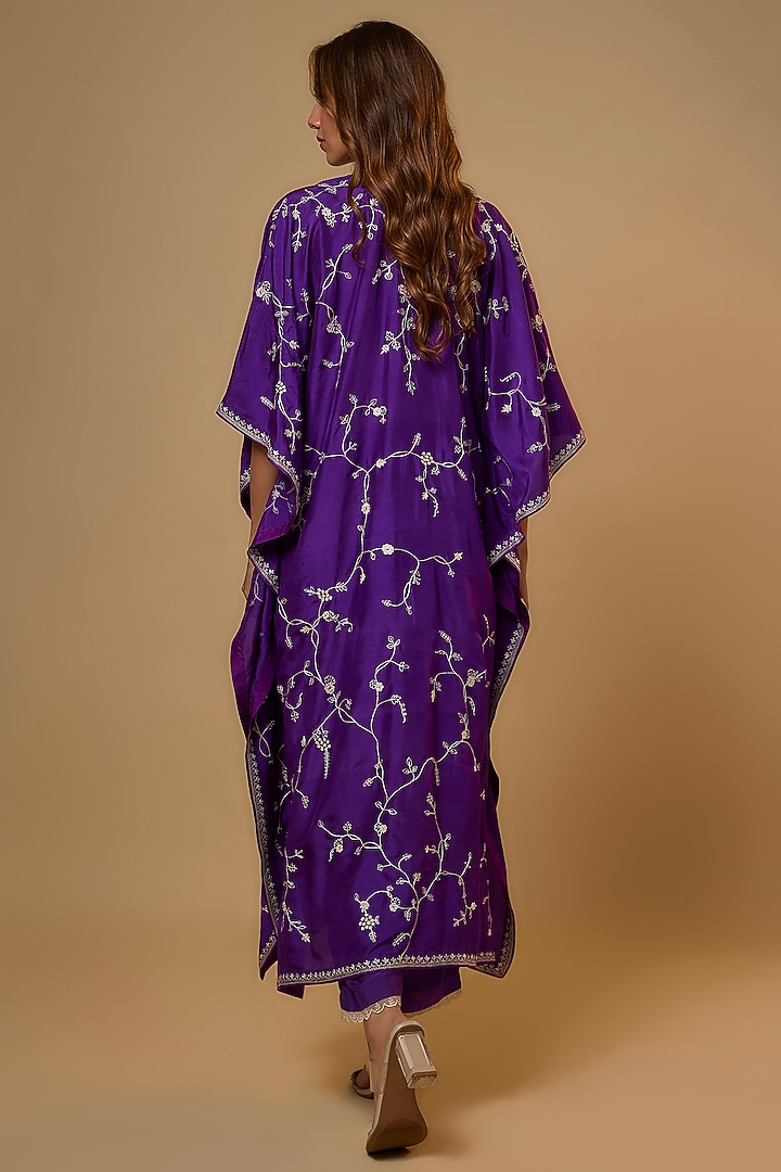 Purple Dupion Silk Kaftan Set by Anushree Reddy at Pernia's Pop Up Shop
