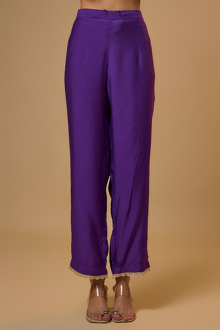 Purple Dupion Silk Kaftan Set by Anushree Reddy at Pernia's Pop Up Shop