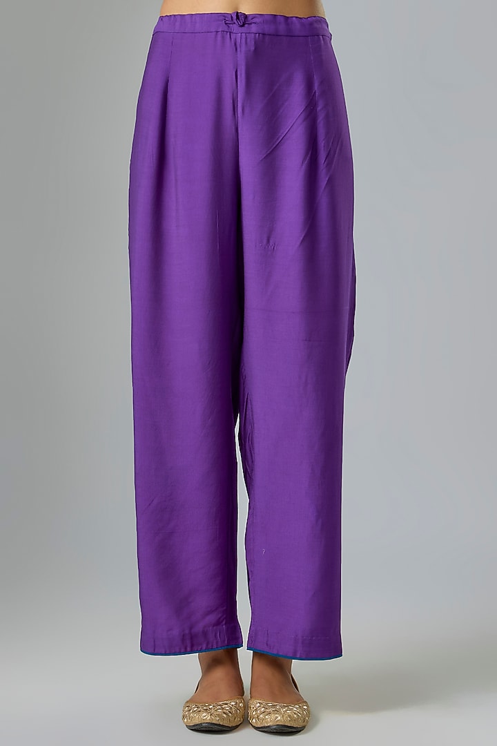 Purple Dupion Silk Zardosi Embroidered Kaftan Set by Anushree Reddy at Pernia's Pop Up Shop