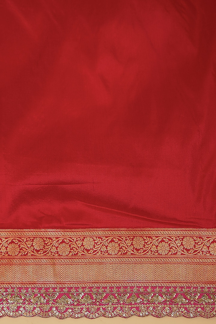 Multi-Colored Banarasi Silk Zardosi Hand Embroidered Bridal Saree Set by Anushree Reddy at Pernia's Pop Up Shop
