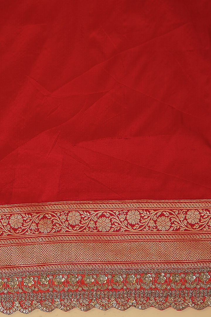 Multi-Colored Banarasi Silk Zardosi Hand Embroidered Bridal Saree Set by Anushree Reddy at Pernia's Pop Up Shop