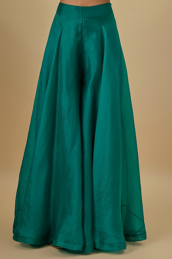 Emerald Green Dupion Silk Bridal Sharara Set by Anushree Reddy at Pernia's Pop Up Shop