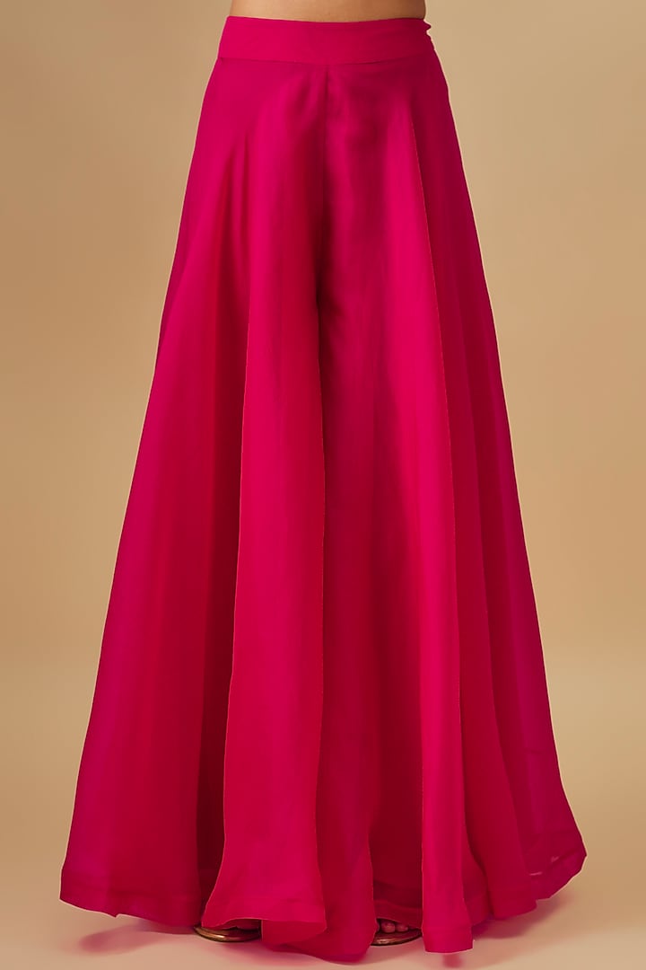 Cherry Red Dupion Silk Hand Embroidered Bridal Sharara Set by Anushree Reddy at Pernia's Pop Up Shop