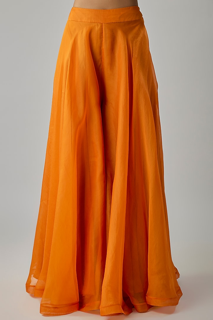 Orange Dupion Silk Bridal Sharara Set by Anushree Reddy at Pernia's Pop Up Shop