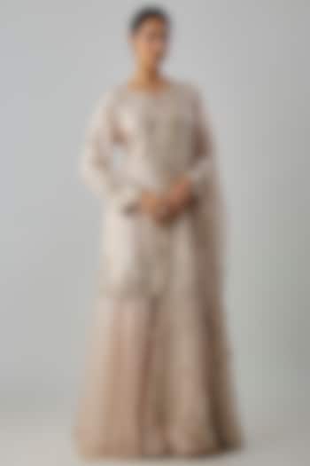 Ivory Dupion Silk Bridal Sharara Set by Anushree Reddy at Pernia's Pop Up Shop