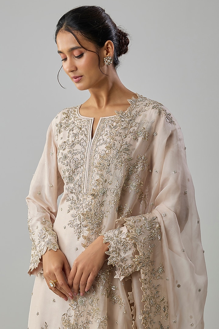 Ivory Dupion Silk Bridal Sharara Set by Anushree Reddy at Pernia's Pop Up Shop