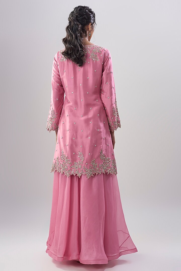 Pink Dupion Silk Bridal Sharara Set by Anushree Reddy at Pernia's Pop Up Shop