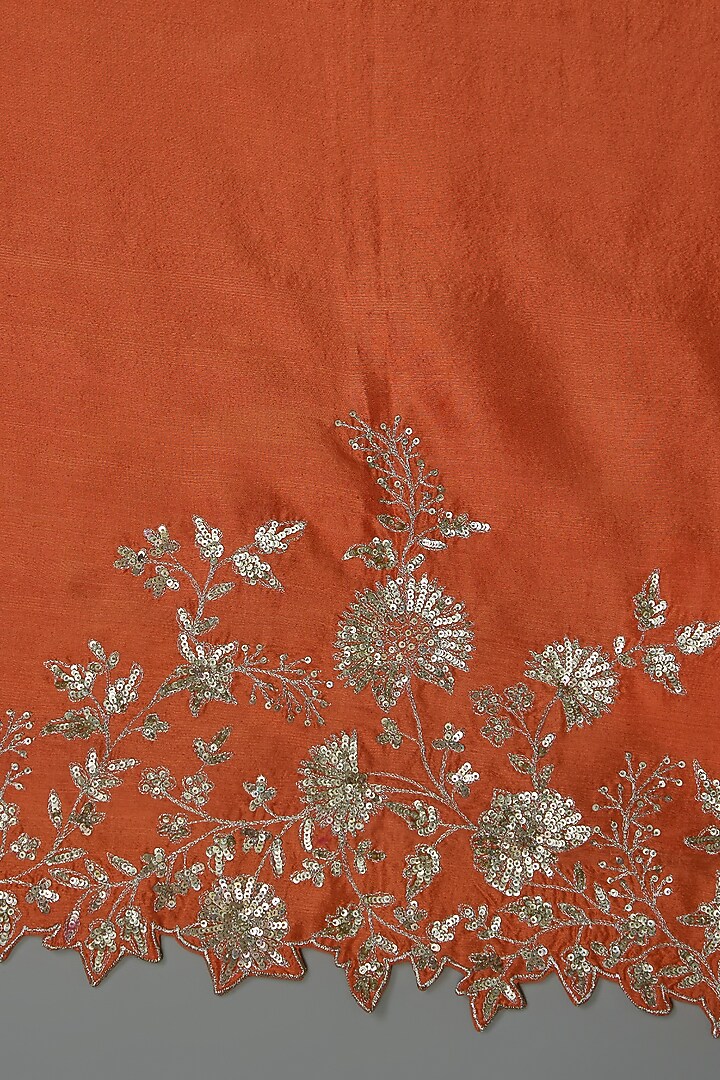 Orange Organza Hand & Machine Embroidered Bridal Saree Set by Anushree Reddy at Pernia's Pop Up Shop
