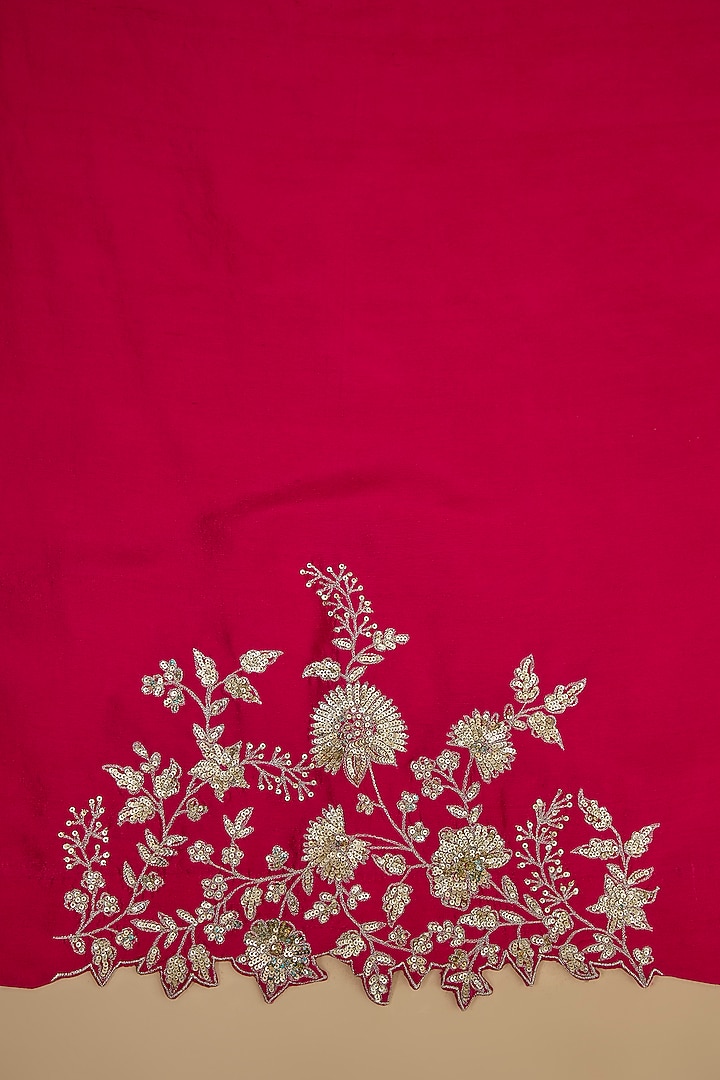 Cherry Red Organza Hand Embroidered Bridal Saree Set by Anushree Reddy at Pernia's Pop Up Shop
