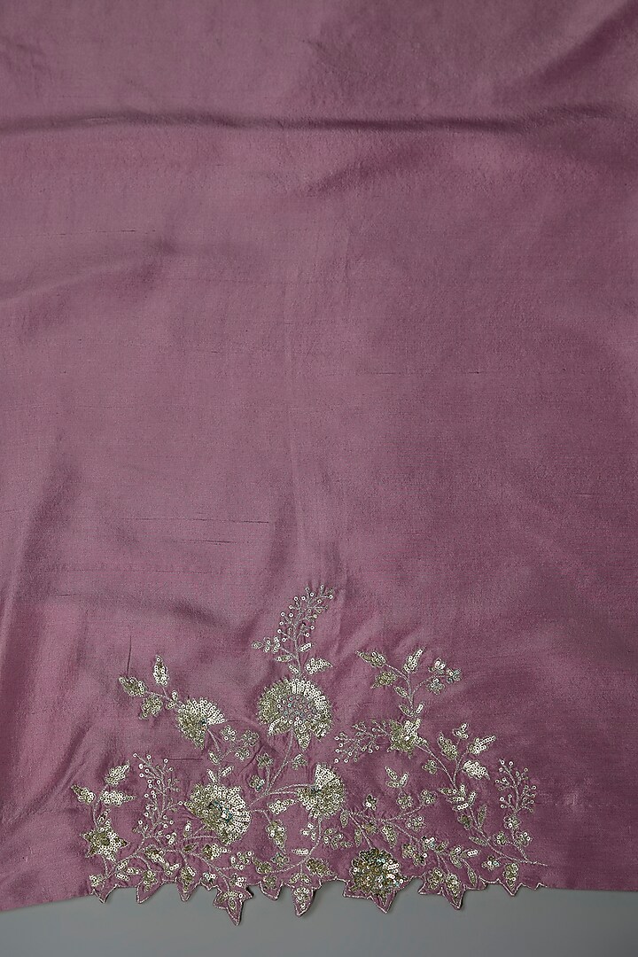 Mauve Organza Hand & Machine Embroidered Bridal Saree Set by Anushree Reddy at Pernia's Pop Up Shop
