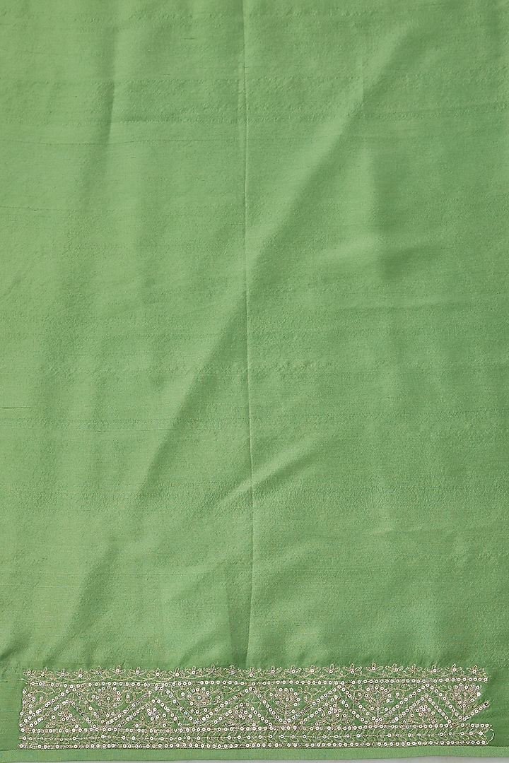 Sea Green Chiffon Hand Embroidered Bridal Saree Set by Anushree Reddy at Pernia's Pop Up Shop