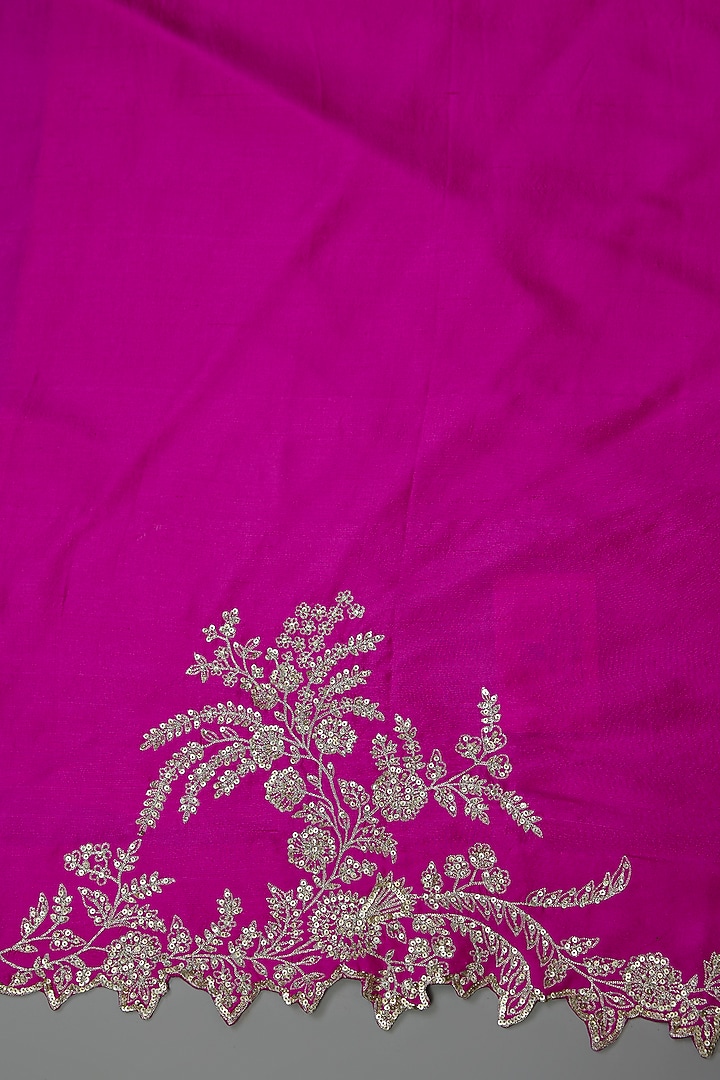 Pink Organza Hand & Machine Embroidered Bridal Saree Set by Anushree Reddy at Pernia's Pop Up Shop